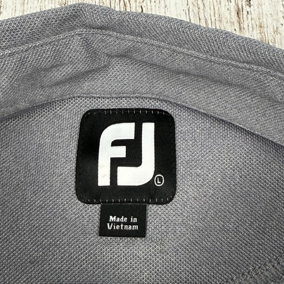 FootJoy Polo Shirt Mens Sz L Gray Purple Black White Striped Performance Golf‎ - Picture 3 of 7